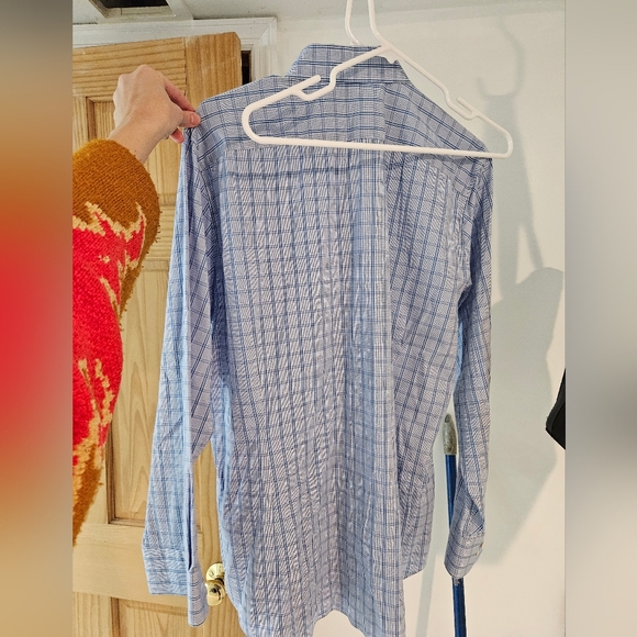 Bonobos Jetsetter 17/35 Slim Fit Long Sleeve Button Up Shirt Blue Checkered - Picture 4 of 6